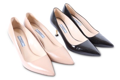 Lot 96 - Two Pairs of Prada Saffiano Kitten Heels, one...