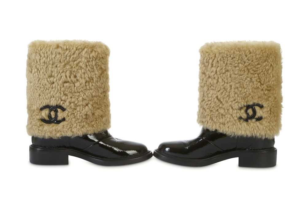 Lot 81 - Chanel Shearling Boots, c. 2016, black