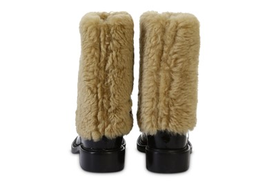 Lot 81 - Chanel Shearling Boots, c. 2016, black crinkle...