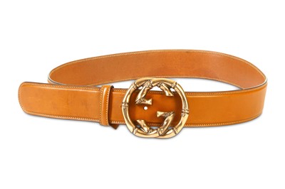 Lot 141 - Gucci Bamboo Brown Leather Belt, antiqued rose...