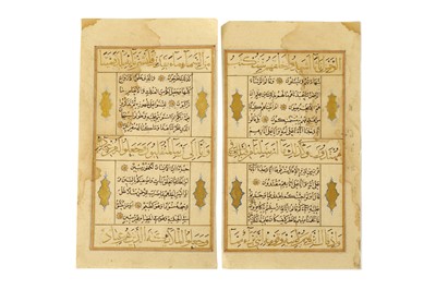 Lot 227 - TWO SINGLE-SIDED LOOSE FOLIOS OF A QUR'AN...