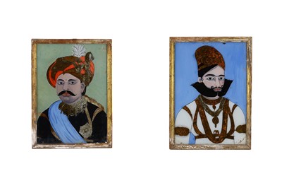 Lot 282 - TWO REVERSE GLASS PORTRAITS OF MAHARAJAS India,...