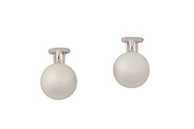 Lot 240 - A pair of 11.6 mm cultured pearl earclips