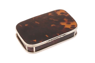 Lot 185 - A 19th century tortoiseshell inset silver box,...