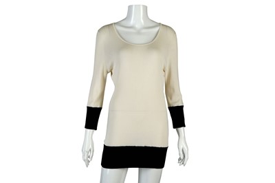 Lot 121 - Chanel Cream and Black Ribbed Jumper Dress,...