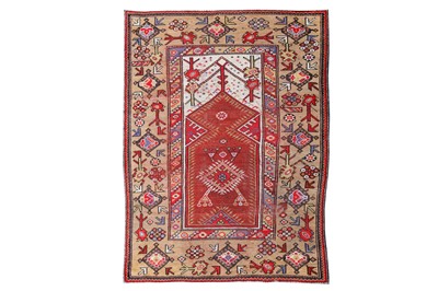 Lot 47 - AN ANTIQUE MELAS PRAYER RUG, TURKEY approx:...