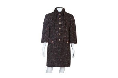 Lot 171a - Chanel Inverness Style Tweed Coat, 2010s, navy,...