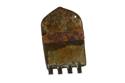 Lot 153 - A MEDIEVAL BRONZE ENAMEL BELT BUCKLE With four...