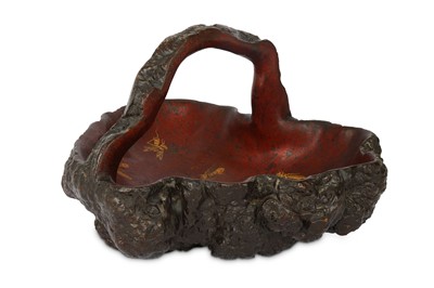 Lot 7 - A BURR WOOD BASKET FOR TEA CEREMONY. 19th/20th...