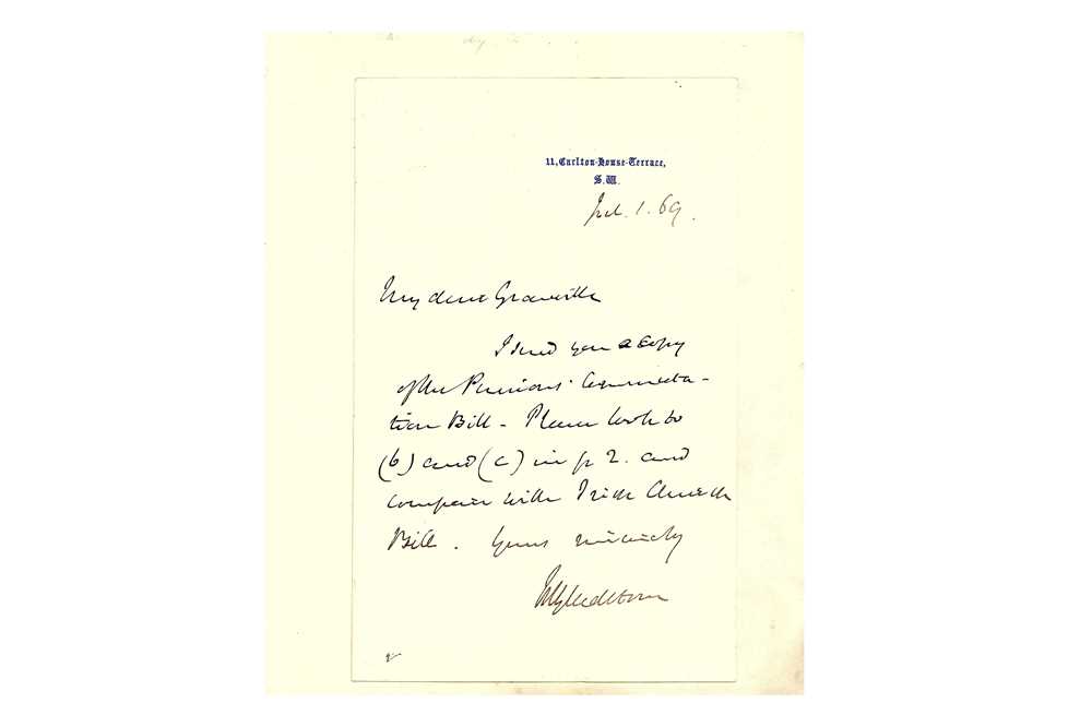 Lot 275 - Gladstone (William Ewart) Autograph letter...