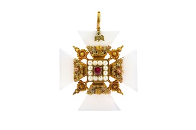 Lot 172 - A gem-set Maltese cross pendant, circa 1830...