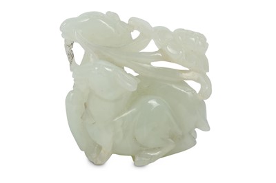 Lot 890 - A CHINESE WHITE JADE 'DEER' GROUP. Qing...