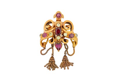 Lot 177 - A mid 19th century gem-set brooch Designed as...