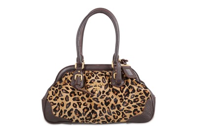 Lot 162 - Prada Leopard Print Calf Hair Bowler Bag,...
