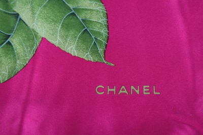 Lot 185 - Chanel Pink Rose Silk Scarf, 1990s, magenta...