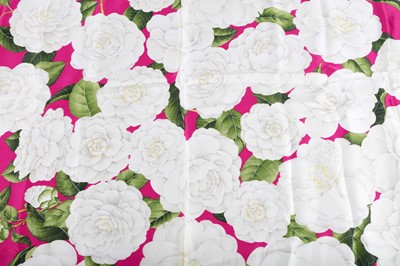 Lot 185 - Chanel Pink Rose Silk Scarf, 1990s, magenta...