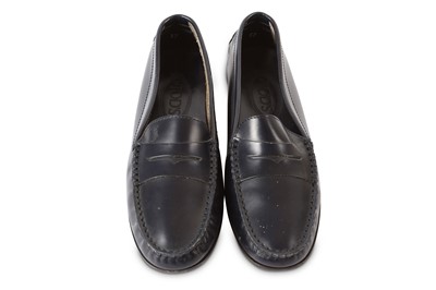 Lot 189 - Tod's Navy Leather Loafers, 1.5cm heel,...
