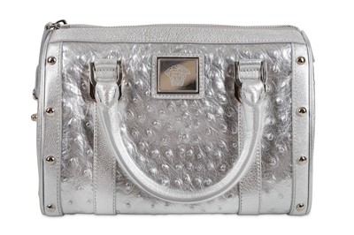 Lot 190 - Versace Metallic Silver Leather Bowler Bag,...