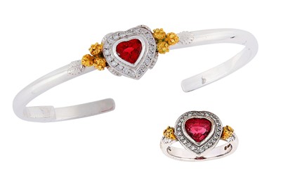 Lot 86 - A 'Strawberry Tryst' cuff and ring suite, by...