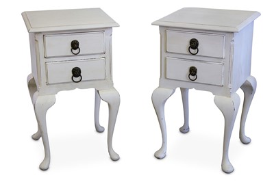 Lot 250 - A pair of white painted two drawer bedside...