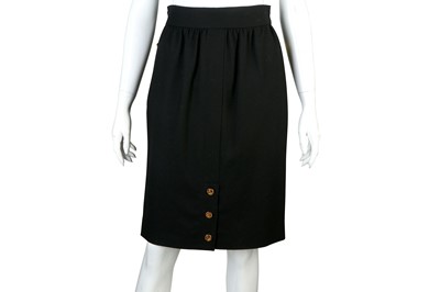 Lot 245 - Chanel Black Wool Skirt, 1990s, gilt metal...