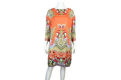 Lot 222 - Etro Coral Silk Shift Dress, paisley print in...