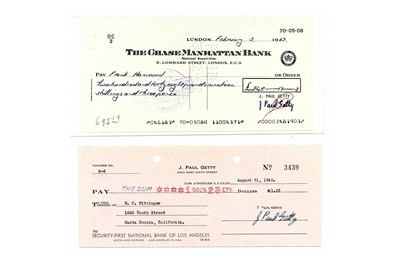 Lot 274 - Getty (Jean Paul) Cheque signed (‘J. Paul...