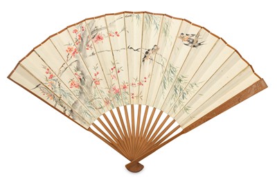 Lot 328 - A CHINESE FOLDING FAN WITH A HIDDEN EROTIC...