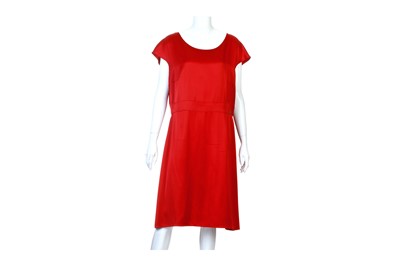 Lot 32 - Chanel Red Silk Dress, 2010s, brass open...