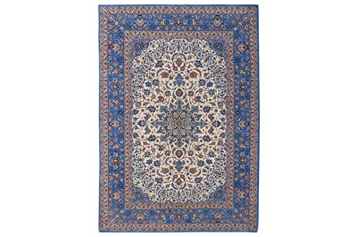 Lot 30 - AN EXTREMLEY FINE PART SILK ISFAHAN RUG,...