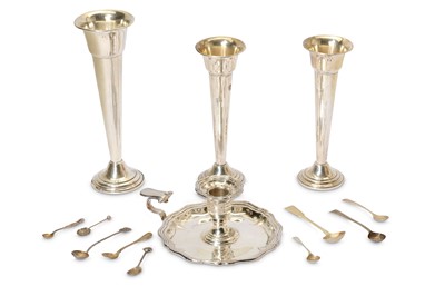 Lot 37 - A set of three American sterling silver vases,...