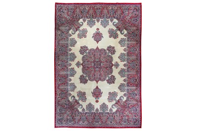 Lot 44 - A FINE KIRMAN LAVER CARPET, SOUTH PERSIA...