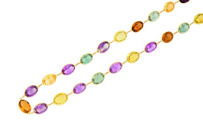 Lot 66 - A multi-gem necklace Spectacle-set with...