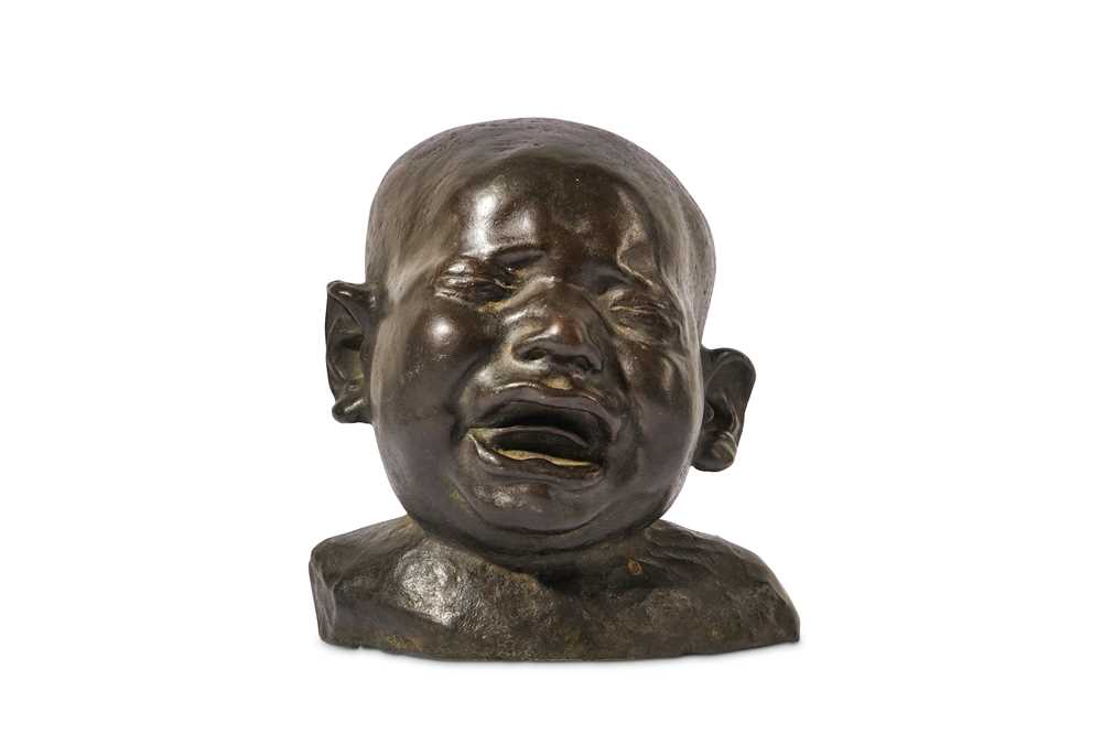 Lot 26 - A LATE 19TH CENTURY BRONZE HEAD OF A CRYING CHILD IN THE MANNER OF FRANZ XAVER MESSERSCHMIDT