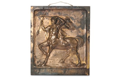Lot 163 - A LATE 19TH / EARLY 20TH CENTURY GILT BRONZE RELIEF DEPICTING A CENTAUR