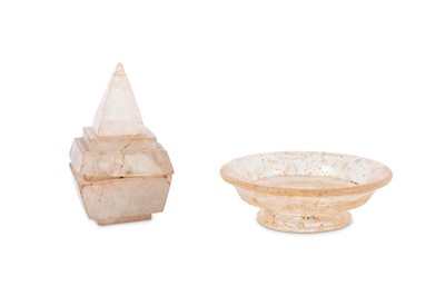 Lot 1021 - WITHDRAWN - Two carved rock crystal items, one...