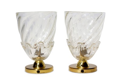 Lot 65 - MURANO: A pair of Table Lamps, clear glass on...