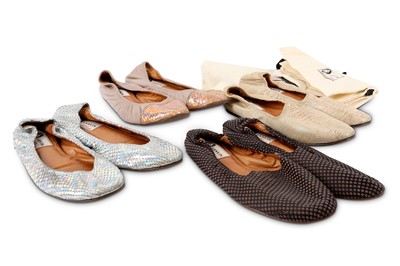 Lot 317 - Four Pairs of Lanvin Ballet Flats, in various...