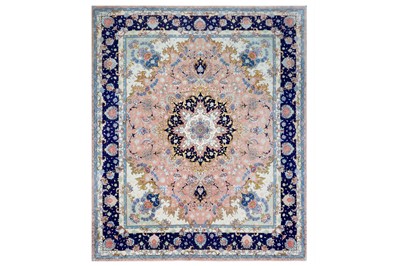 Lot 28 - A VERY FINE PART SILK TABRIZ CARPET,...