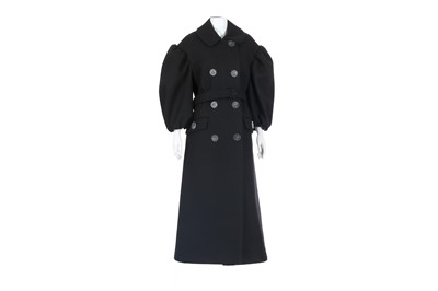 Lot 653 - Simone Rocha Black Belted Coat, flower button...