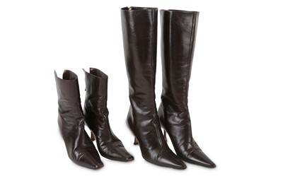 Lot 295 - Two Pairs of Brown Jimmy Choo Boots, both...