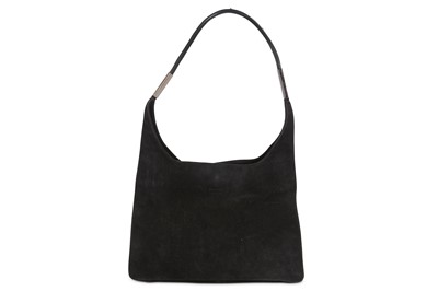Lot 336 - Gucci Black Suede Shoulder Bag, slim shoulder...