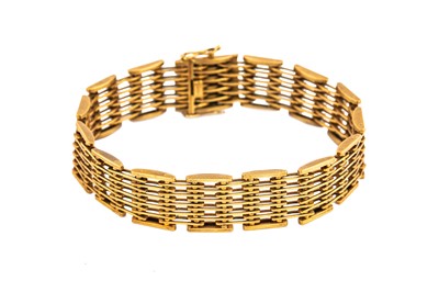 Lot 523 - A gold fancy-link bracelet, 1967 Of 9 carat...