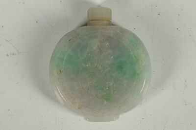 Lot 185 - A Chinese Jadeite “Pilgrim’s Flask” form snuff...