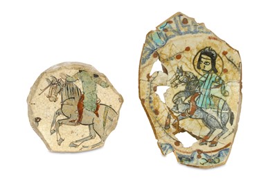 Lot 210 - TWO POLYCHROME-PAINTED MINA'I POTTERY SHARDS...