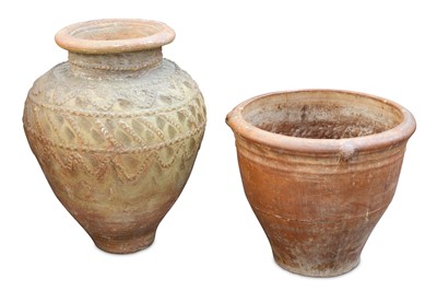 Lot 295 - Two Spanish terracotta planters, the first of...