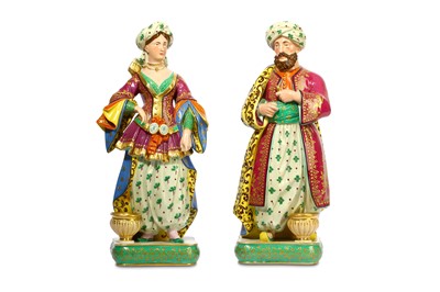 Lot 81 - A PAIR OF FRENCH PORCELAIN FIGURAL SCENT...