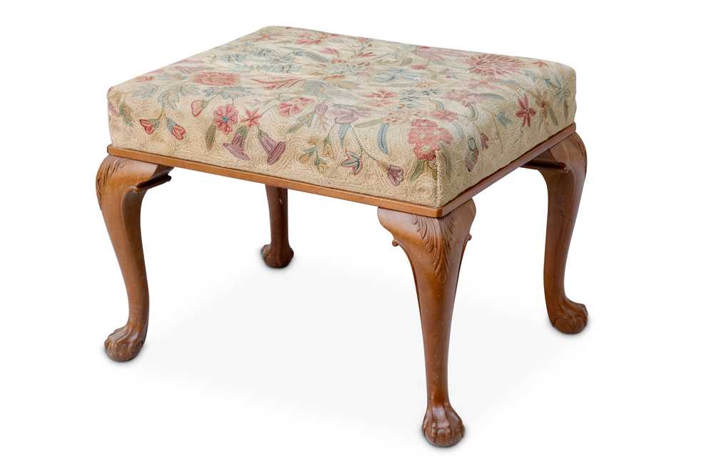 Lot 494 - Anglo-Indian: A walnut stool, Kashmir, first...