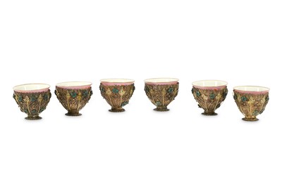 Lot 178 - SIX PORCELAIN CUPS WITH CLOISONNÉ ENAMELLED...