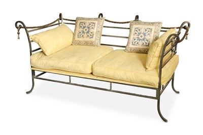 Lot 272 - A contemporary wrought iron sofa, with...